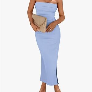 Light blue strapless dress